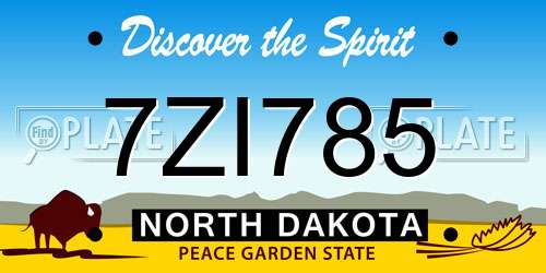 7ZI785 North Dakota License Plate