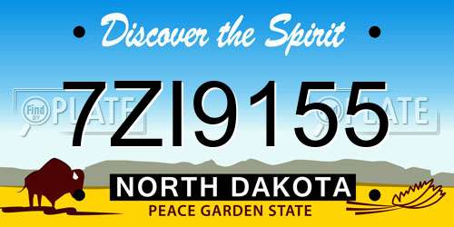 7ZI9155 North Dakota License Plate