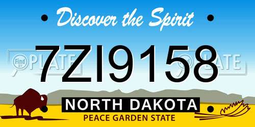 7ZI9158 North Dakota License Plate
