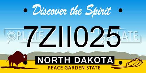 7ZII025 North Dakota License Plate