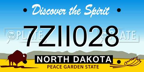 7ZII028 North Dakota License Plate