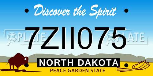 7ZII075 North Dakota License Plate
