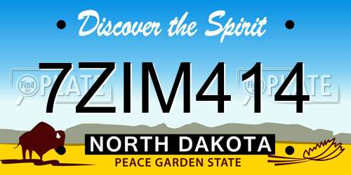 7ZIM414 North Dakota License Plate