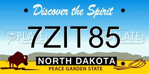 7ZIT85 North Dakota License Plate