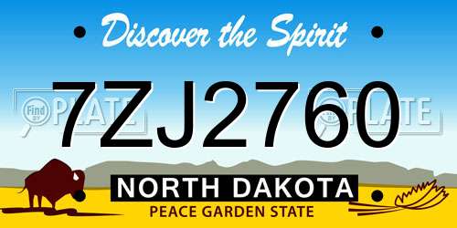 7ZJ2760 North Dakota License Plate