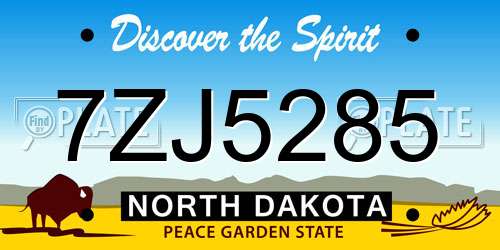 7ZJ5285 North Dakota License Plate