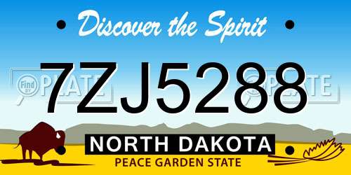 7ZJ5288 North Dakota License Plate
