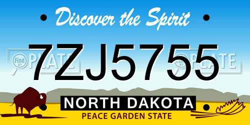 7ZJ5755 North Dakota License Plate