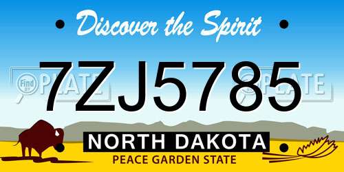 7ZJ5785 North Dakota License Plate