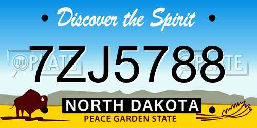 7ZJ5788 North Dakota License Plate