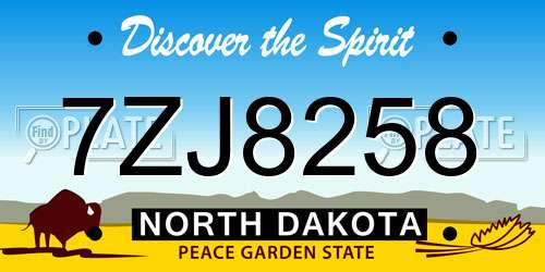 7ZJ8258 North Dakota License Plate