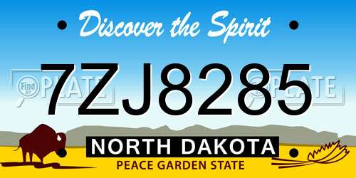 7ZJ8285 North Dakota License Plate