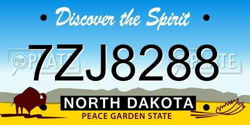 7ZJ8288 North Dakota License Plate