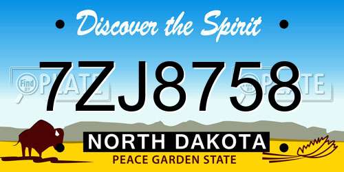 7ZJ8758 North Dakota License Plate