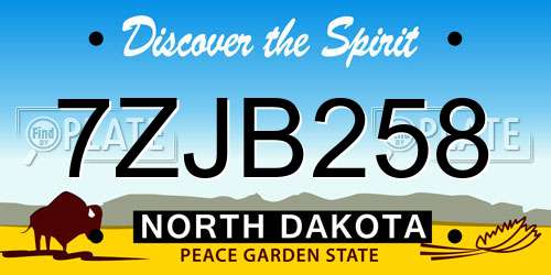 7ZJB258 North Dakota License Plate