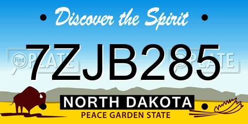 7ZJB285 North Dakota License Plate