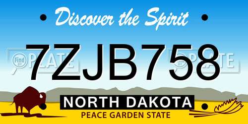 7ZJB758 North Dakota License Plate
