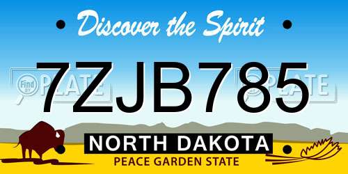 7ZJB785 North Dakota License Plate
