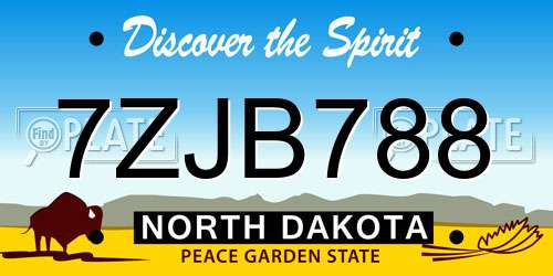 7ZJB788 North Dakota License Plate