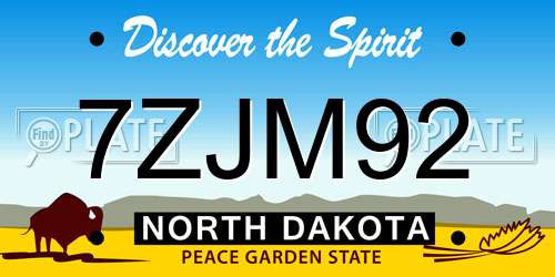 7ZJM92 North Dakota License Plate