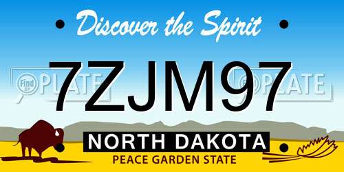 7ZJM97 North Dakota License Plate