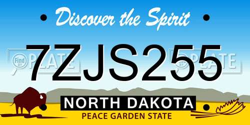 7ZJS255 North Dakota License Plate
