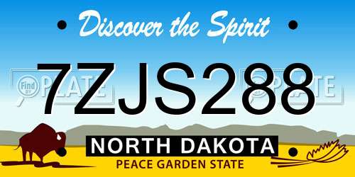 7ZJS288 North Dakota License Plate