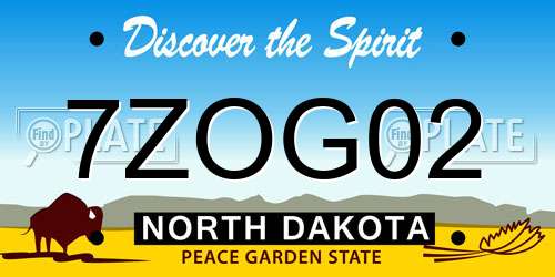 7ZOG02 North Dakota License Plate