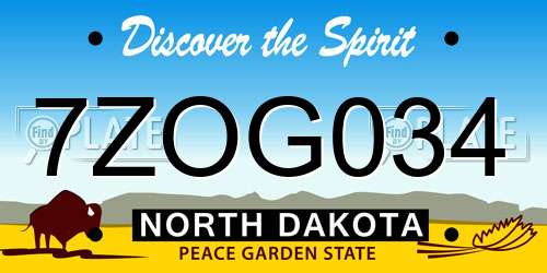 7ZOG034 North Dakota License Plate