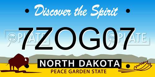 7ZOG07 North Dakota License Plate