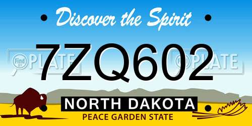 7ZQ602 North Dakota License Plate