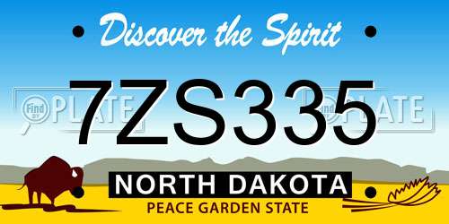 7ZS335 North Dakota License Plate