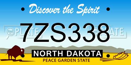 7ZS338 North Dakota License Plate