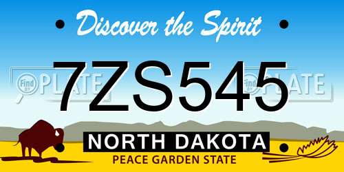7ZS545 North Dakota License Plate
