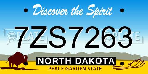 7ZS7263 North Dakota License Plate