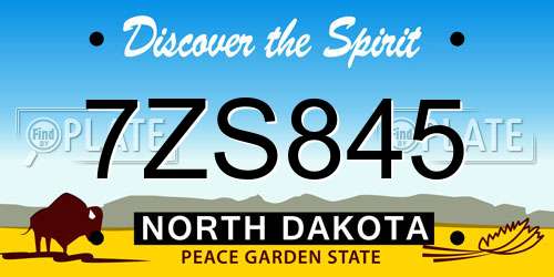 7ZS845 North Dakota License Plate