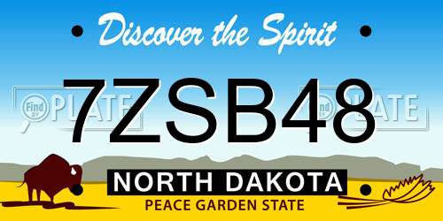 7ZSB48 North Dakota License Plate