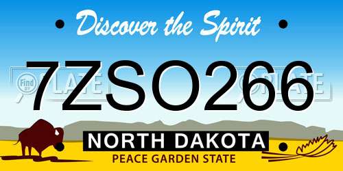7ZSO266 North Dakota License Plate
