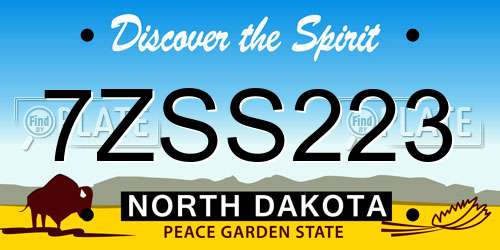 7ZSS223 North Dakota License Plate