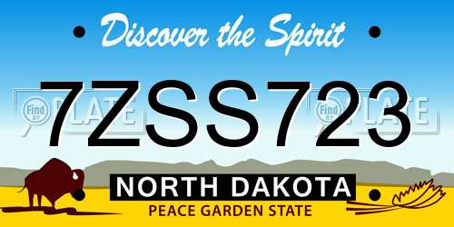7ZSS723 North Dakota License Plate