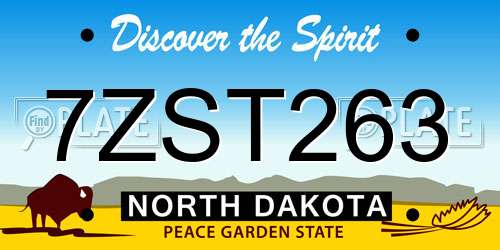 7ZST263 North Dakota License Plate