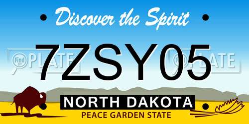 7ZSY05 North Dakota License Plate