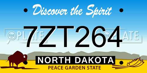 7ZT264 North Dakota License Plate