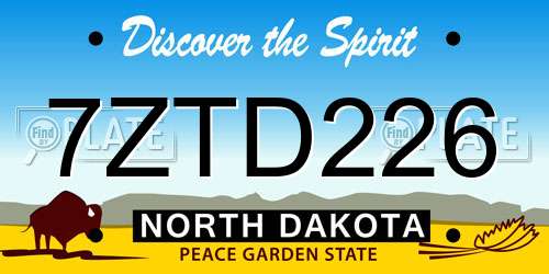 7ZTD226 North Dakota License Plate