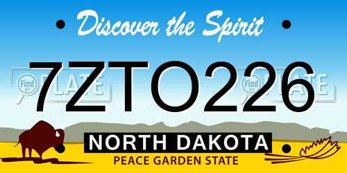 7ZTO226 North Dakota License Plate
