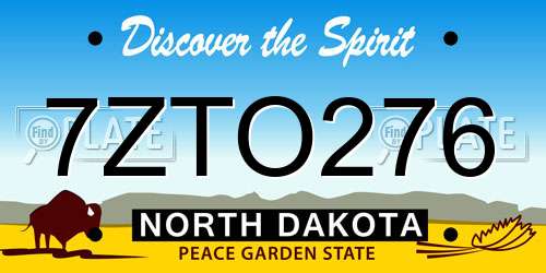 7ZTO276 North Dakota License Plate