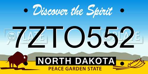 7ZTO552 North Dakota License Plate