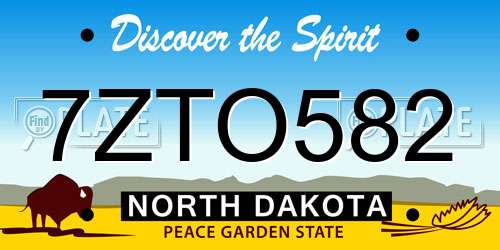7ZTO582 North Dakota License Plate
