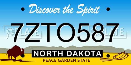7ZTO587 North Dakota License Plate