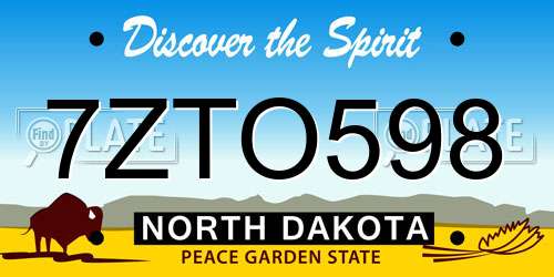 7ZTO598 North Dakota License Plate